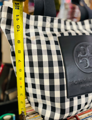 Tory Burch Black & White Gingham Piper 12” Medium Tote BARELY Used!!