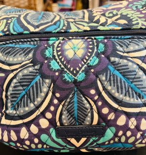 Vera Bradley Blue Floral Small Medium Side Pockets Crossbody Gently Used Bag 11” W x 8” H