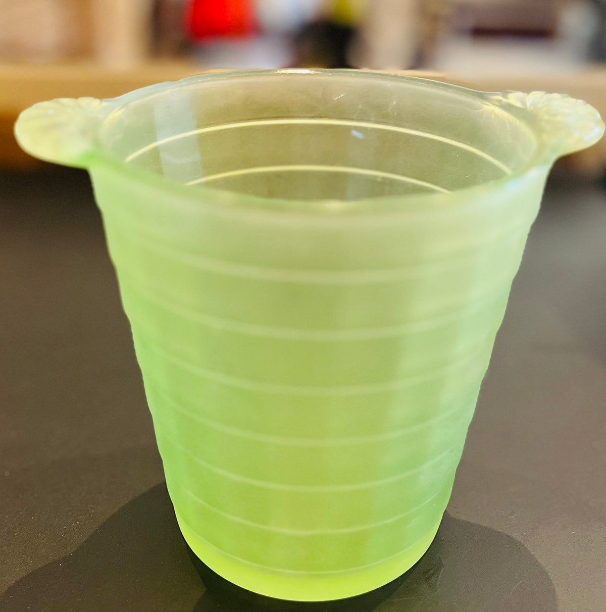 1930s Frigidaire Refrigerator Green Uranium ICERVER Glass Bucket
