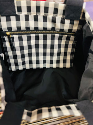 Tory Burch Black & White Gingham Piper 12” Medium Tote BARELY Used!!