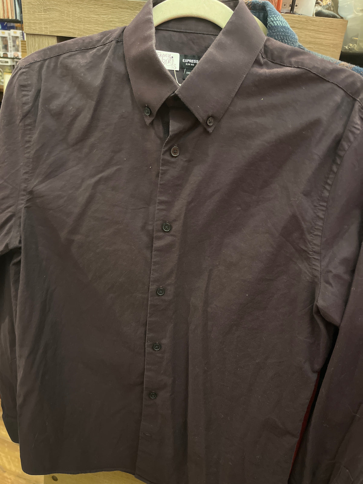Express Purple Button Up Shirt Mens Used