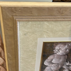 Cherub picture gold rim matte with Frame USED