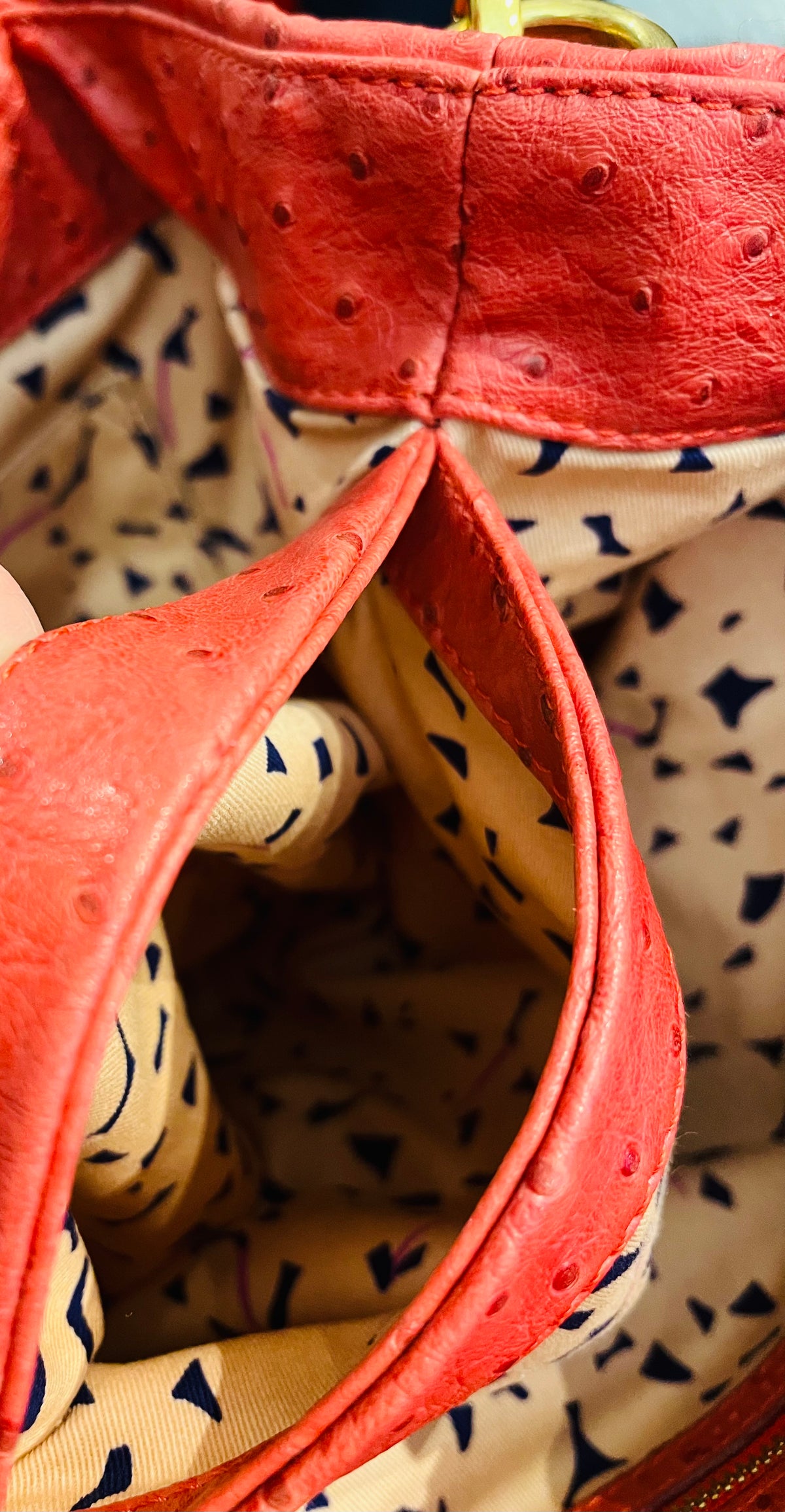 Marc Jacobs Red Strawberry Ostrich Medium Top Handle Crossbody Bag w Dust Bag!