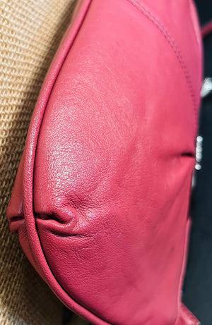 COACH Ashley 9” Leather Zipper Credit Card Wristlet Rose Pink GUC!