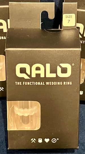 QALO The Functional Wedding Ring Women’s Sz 5,7-8 Dbl Stack Pink/Blue&Pearl USED