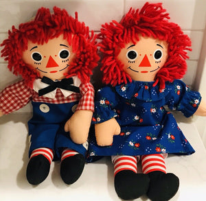 VINTAGE Raggedy Andy Knickerbocker Cloth Dolls Collectibles Good USED