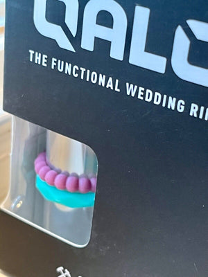 QALO The Functional Wedding Ring Women’s Sz 5,7-8 Dbl Stack Pink/Blue&Pearl USED