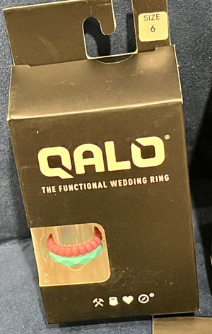 QALO The Functional Wedding Ring Women’s Sz 5,7-8 Dbl Stack Pink/Blue&Pearl USED