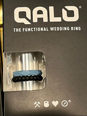QALO The Functional Wedding Ring Women’s Sz5-7 Dbl Stack BlkBlue LOVE, PINK USED