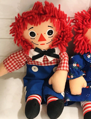 VINTAGE Raggedy Andy Knickerbocker Cloth Dolls Collectibles Good USED