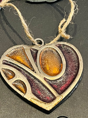 Red & Orange Stained Glass Heart Shape