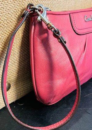 COACH Ashley 9” Leather Zipper Credit Card Wristlet Rose Pink GUC!