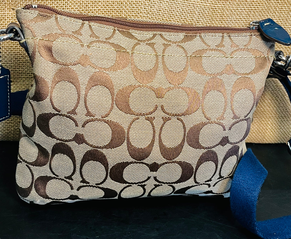 COACH Early 2000s Penelope Sig Small Turnlock Crossbody w Blue Patent Detail