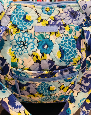 Vera Bradley Blueberry Blooms Medium Tote 11” H x 12” W Shoulder Bag