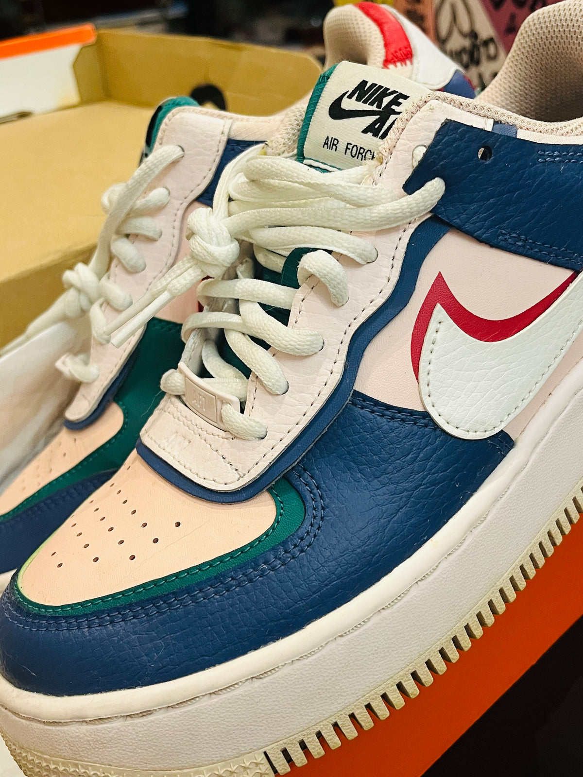 NIKE Air Force 1 Shadow Blue Sz7.5 / Eur 38.5 C10919-400 Used Great Condition- Box NOT Original