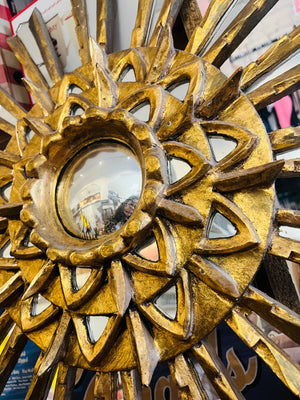 VTG Gold 20” Sunburst Mirror Style Double Layer Center Hanging Decor