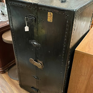 Vintage ATLAS Painted Black Steam Trunk