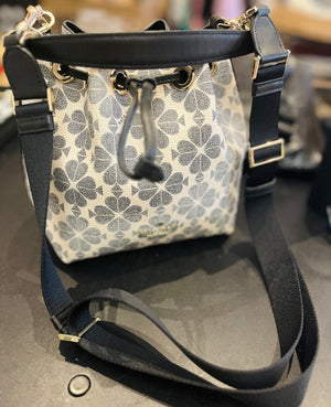 Trending Kate Spade Small Flower Bucket Bag Black Excellent Used Condition!