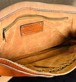 Patricia Nash Zig Zag Patchwork Brown Hobo Crossbody Leather Bag