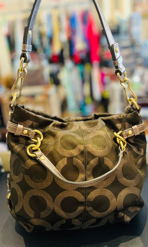 Authentic COACH #60971-1444 Op Art Brooke Metallic Bag w Brass Hardware and Tag