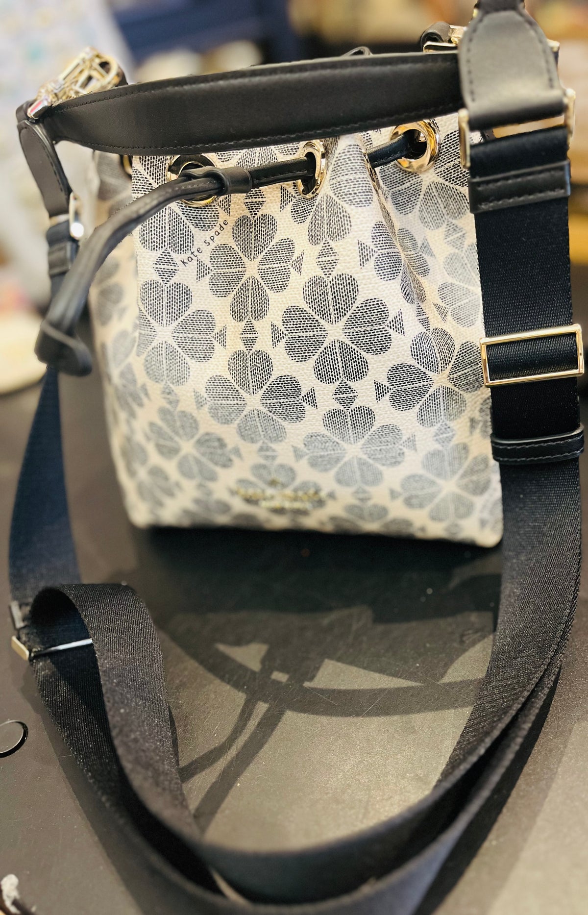 Trending Kate Spade Small Flower Bucket Bag Black Excellent Used Condition!