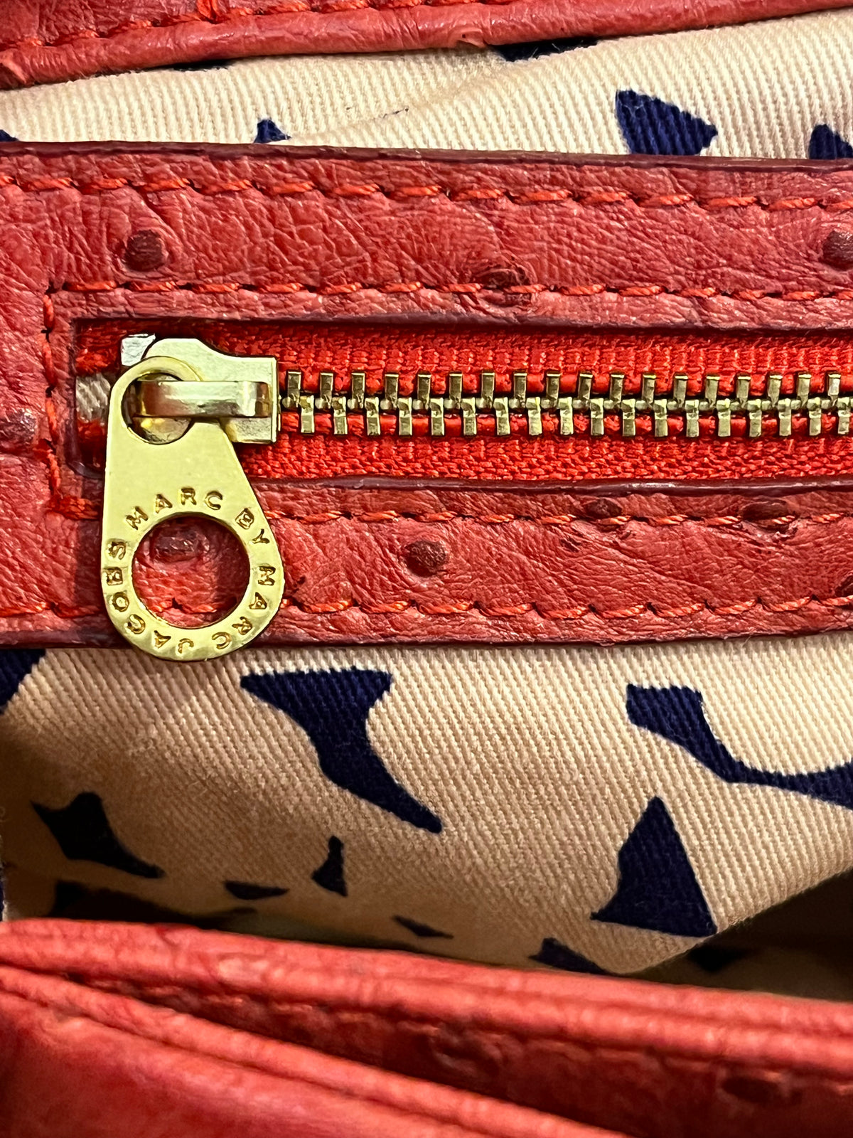 Marc Jacobs Red Strawberry Ostrich Medium Top Handle Crossbody Bag w Dust Bag!