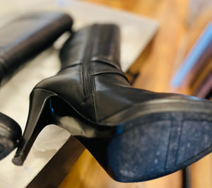 Nine West ROMYO Black Tall Heeled Leather Boots EUC!!