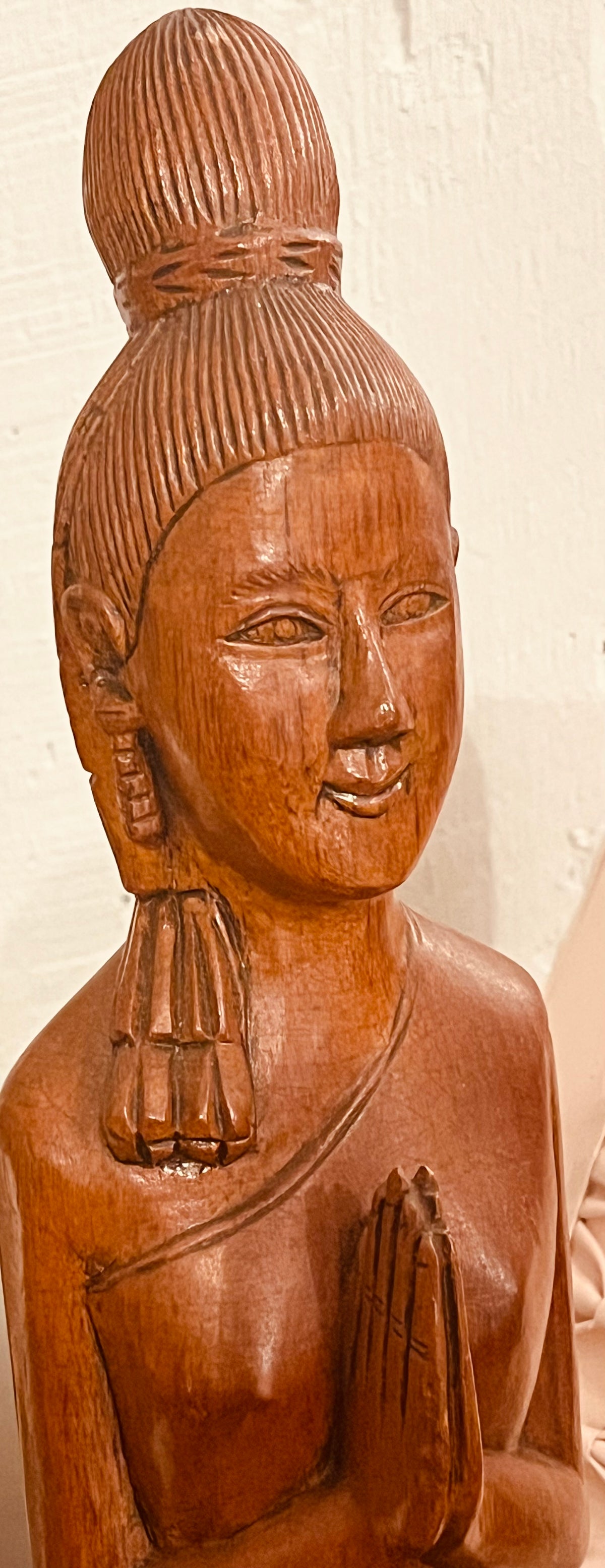 Asian Teak Wood Hand Carved Zen Statue