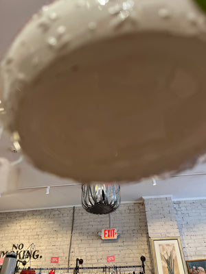 VTG AVON Easter Ceramic Basket with 3D Flowers and Bunny with 6 hand painted Egg Ornaments