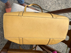 COACH Vtg Yellow w White Band 16” Large Zip Shoulder Bag Purse GR8 Used Condition!