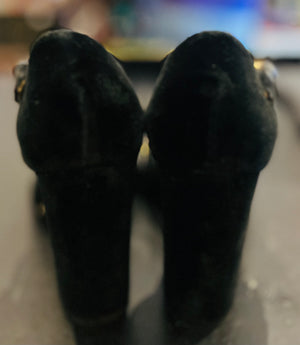 J Crew Black Velvet Wide Heels size 9