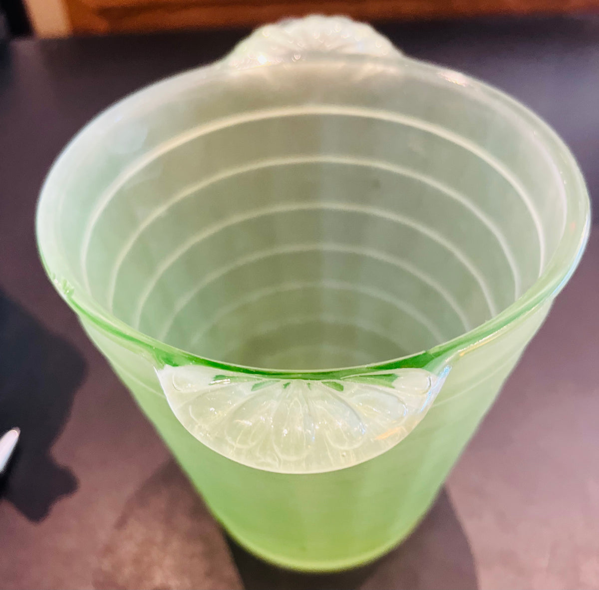 1930s Frigidaire Refrigerator Green Uranium ICERVER Glass Bucket
