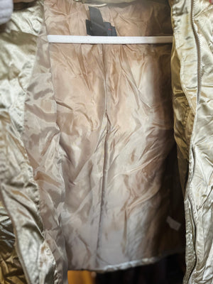 Style & Co. Gold Hooded Faux Fur Outdoor Vest Used Flaws