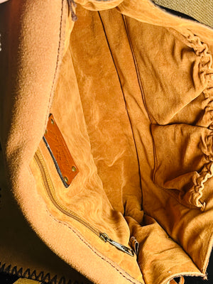 Patricia Nash Zig Zag Patchwork Brown Hobo Crossbody Leather Bag