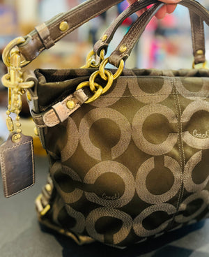 Authentic COACH #60971-1444 Op Art Brooke Metallic Bag w Brass Hardware and Tag