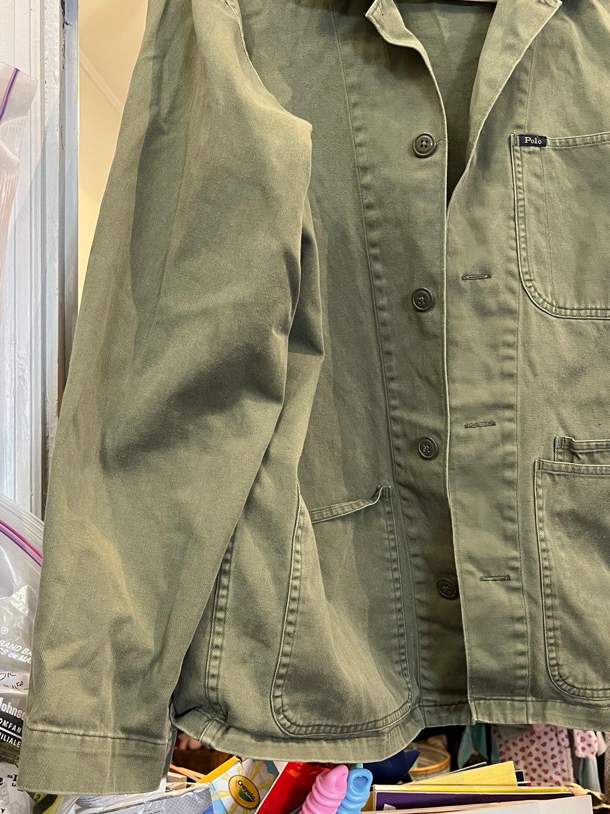 RL Polo Used Green Utility Jacket 3 Pocket SzL