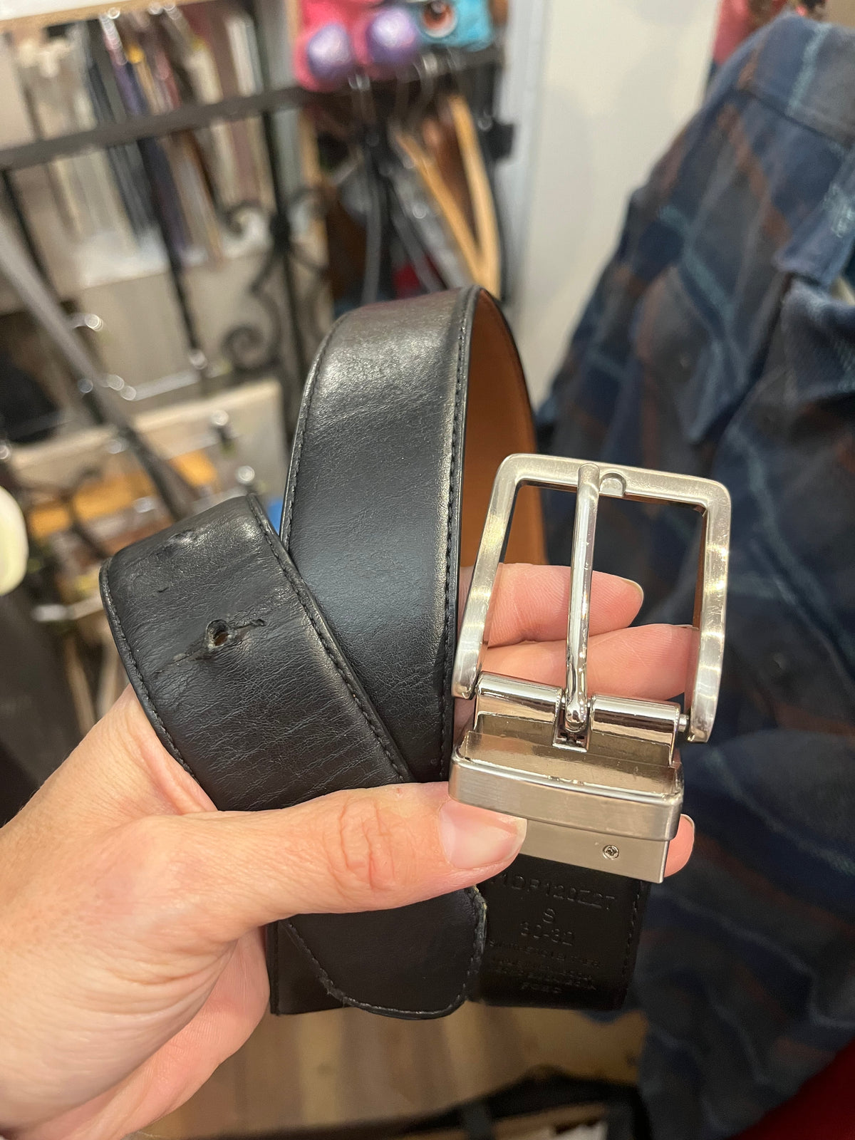Black Leather Mens Belt Small