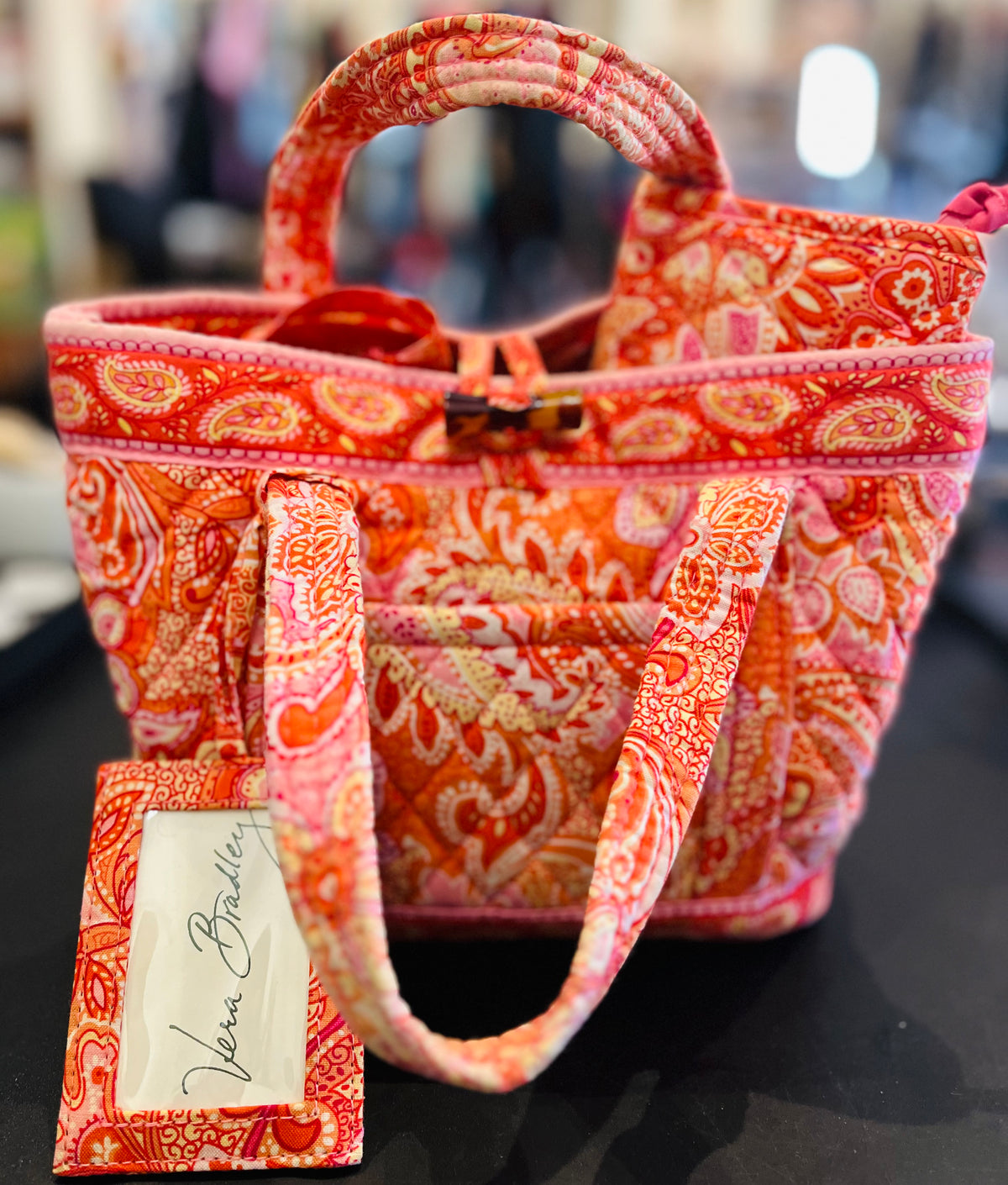 Vera Bradley Retired Cotton Lil’ 10”Sherbet Betsey w Matching Wallet and Luggage Tag!