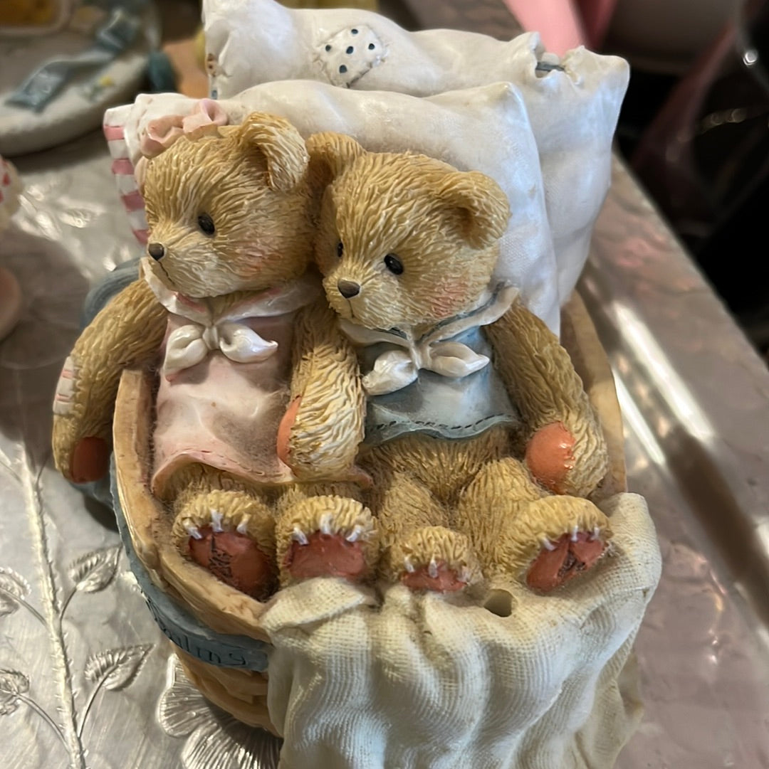 Cherished Teddies Musical Box Two Bears USED