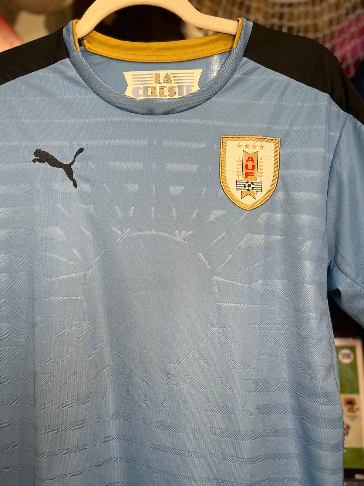 Uruguay PUMA La Celeste Soccer AUF Jersey Baby Blue SzM Gently Used No Stains or Rips!