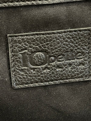 IO Pelle 14” Black Skulls Shoulder Zip Bag Italian Leather Exc Condition! used