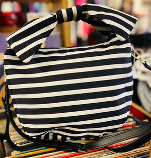 Kate Spade Bow Black N White Stripe Crossbody Bag