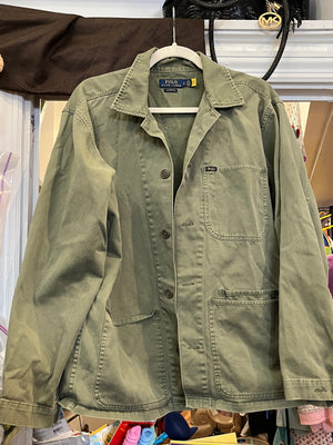 RL Polo Used Green Utility Jacket 3 Pocket SzL