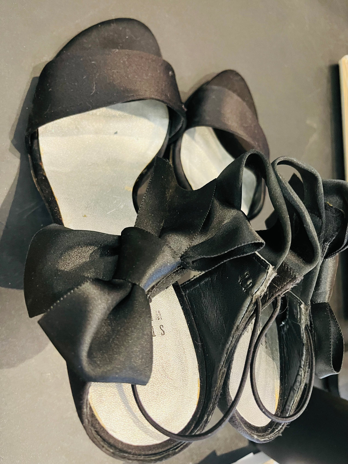 Stuart Weitzman Black Satin Strappy High Heels - sz10M Gently Used NO BOX