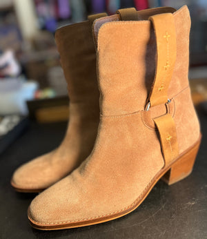 Lucky Brand Suede Booties Soithwestern Flare 8.5 GUC!