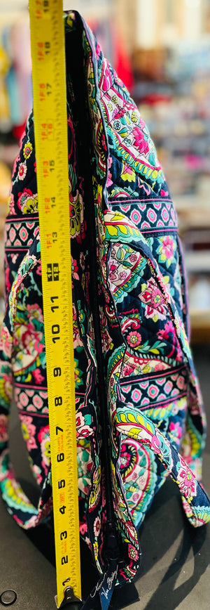 Vera Bradley Black Pink Large 12”x18” Tote Shoulder Bag w Zip Top Closure - A Beauty! EUC