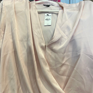 Express silky Pink Blouse w Shoulder Pads SzL USED