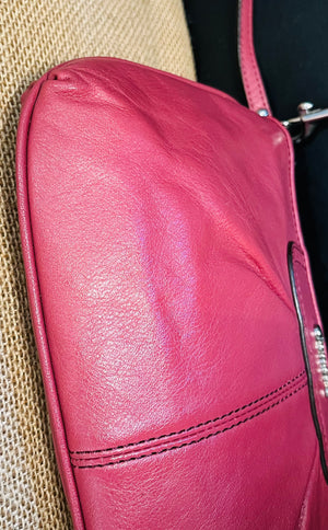 COACH Ashley 9” Leather Zipper Credit Card Wristlet Rose Pink GUC!