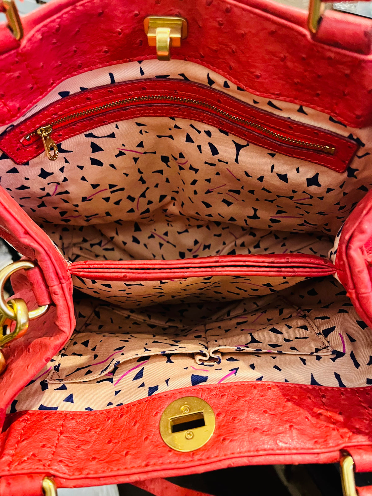 Marc Jacobs Red Strawberry Ostrich Medium Top Handle Crossbody Bag w Dust Bag!