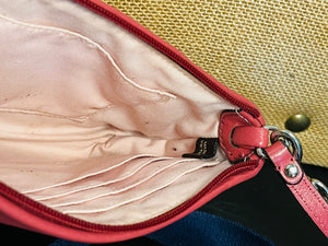 COACH Ashley 9” Leather Zipper Credit Card Wristlet Rose Pink GUC!